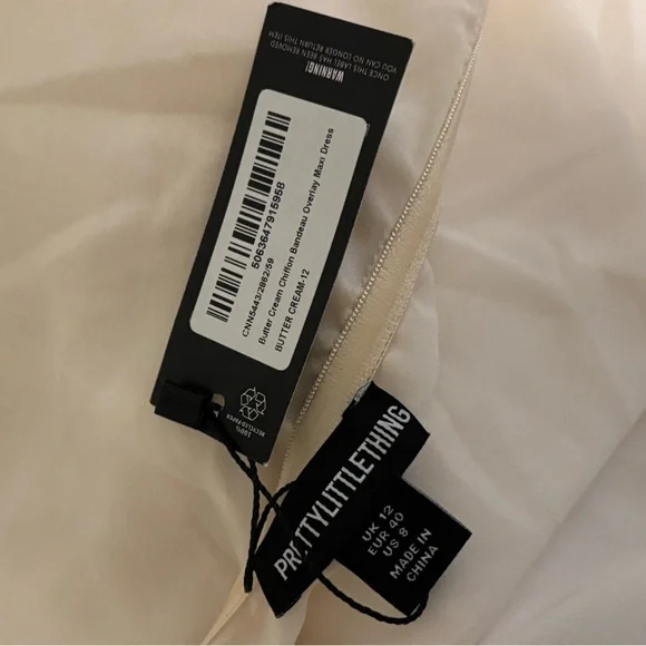 Strapless Cream Chiffon Bandeau Overlay Maxi Dress - Picture 4 of 5